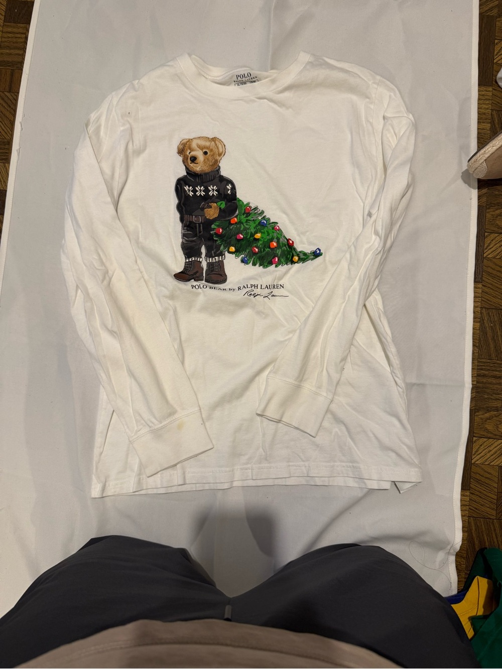 Polo by Ralph Lauren White Long Sleeve Bear Graphic Tee